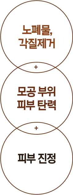 노폐물, 각질제거 + 모공 부위 피부탄력 + 피부 진정