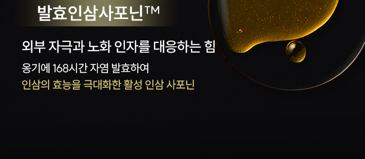 발효인삼사포닌™ : 외부 자극과 노화 인자를 대응하는 힘 옹기에 168시간 자염 발효하여 인삼의 효능을 극대화한 활성 인삼 사포닌