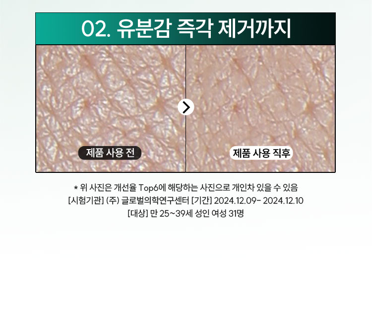 02. 유분감 즉각 제거까지