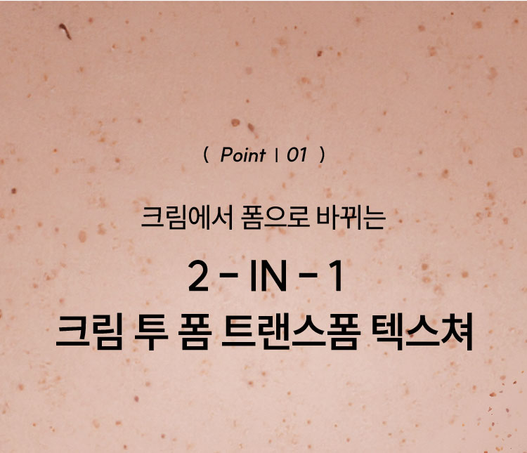 point 01 크림에서 폼으로 바뀌는 2 - IN - 1 크림 투 폼 트랜스폼 텍스쳐