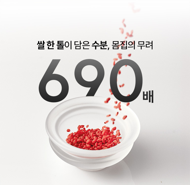 쌀 한 톨이 담은 수분, 몸집의 무려 690배