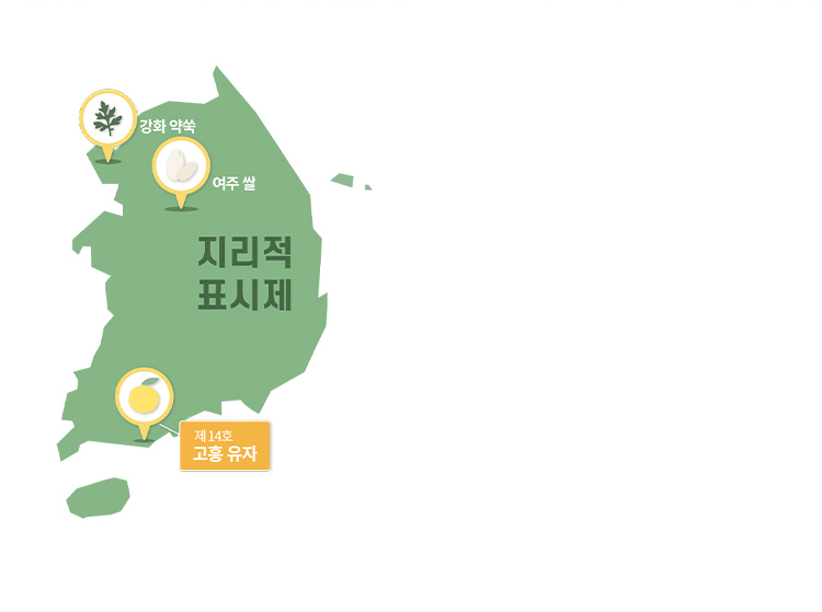 지리적 표시제 강화 약쑥, 여주 쌀, 제14호 고흥 유자 이미지